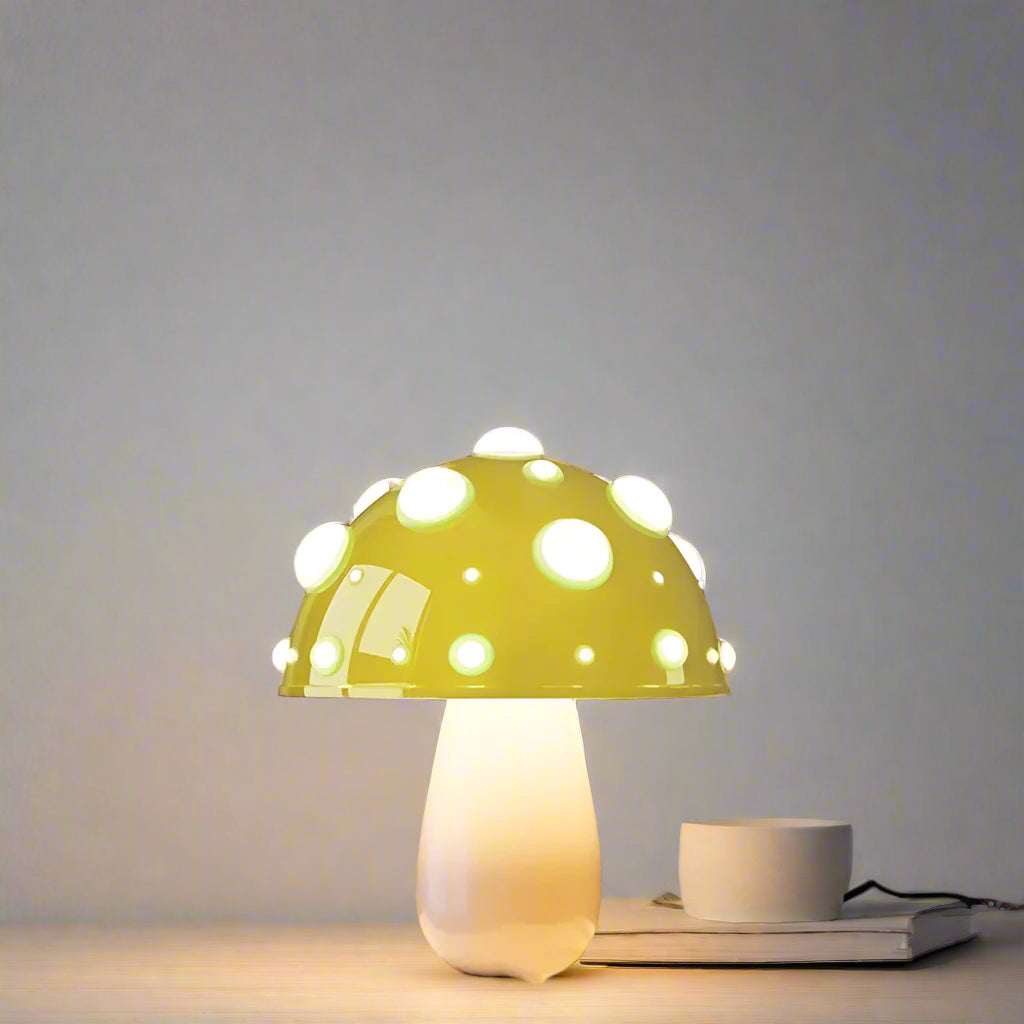 Fly Amanita Mushroom Lamp White Base