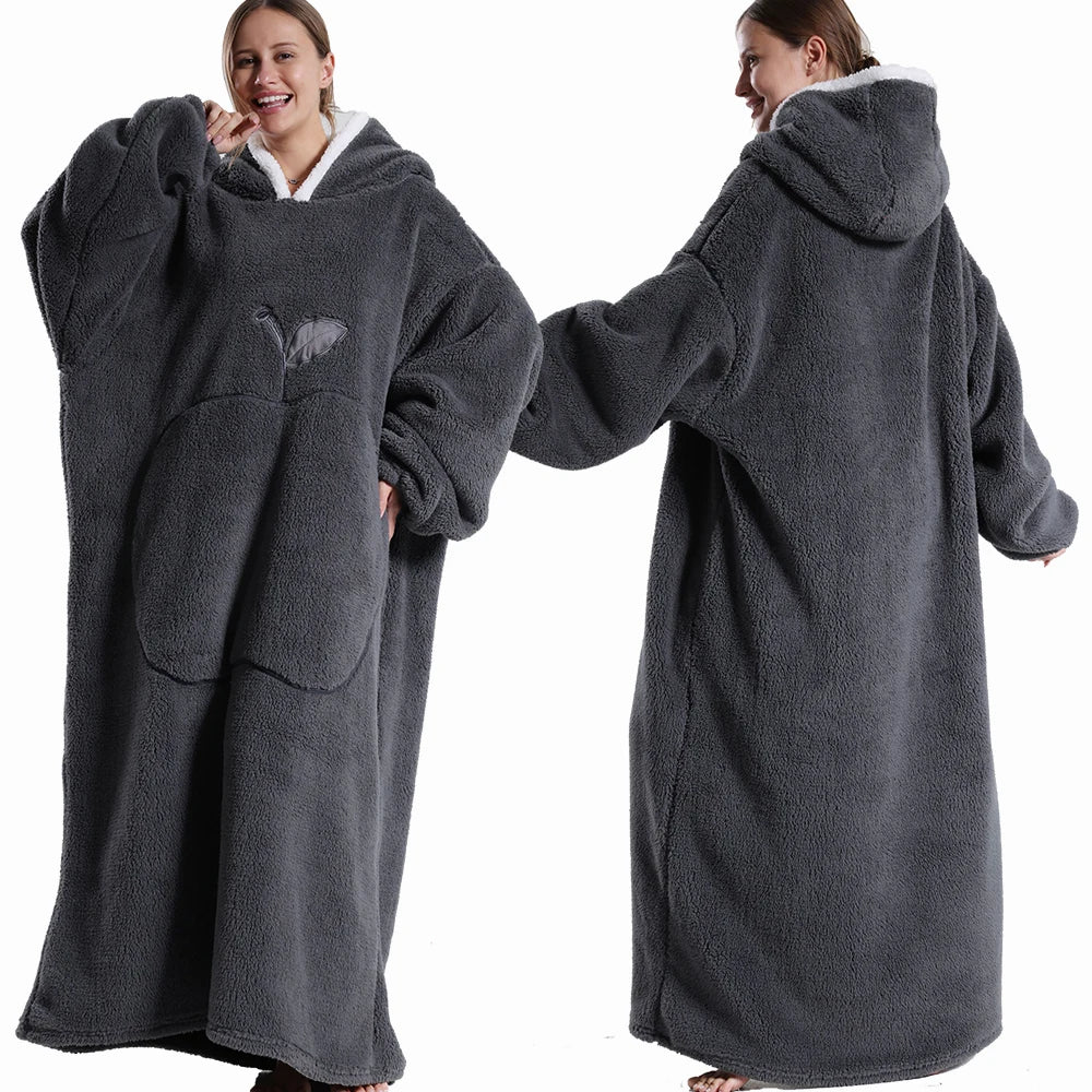 Extra Long Apple Warm Wearable Blanket (55" / 140cm)