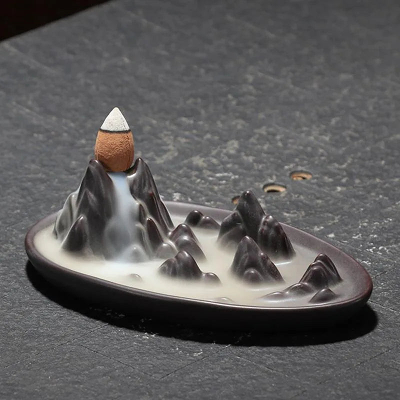 Fountain Buddha part Waterfall Creative Holder Mini Backflow Teahouse Burner Cones Censer Ceramic Home Decor Office Incense