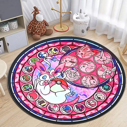 Pokemon Cartoon HD Printed Round Carpet Dropshipping Rug for Living Room Area Rug Large Pet Mat Soft Circle Rugs Room Carpet