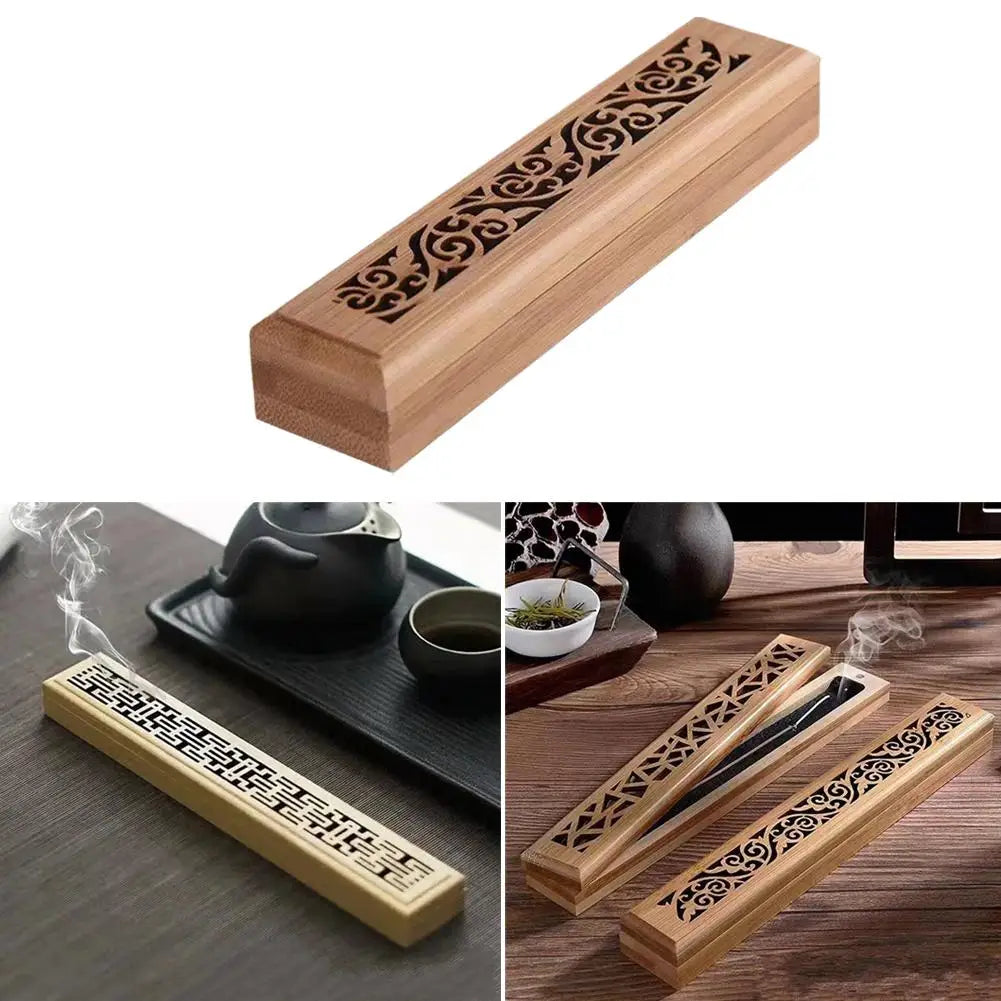 Natural Bamboo Incense Burner With Laying Plate