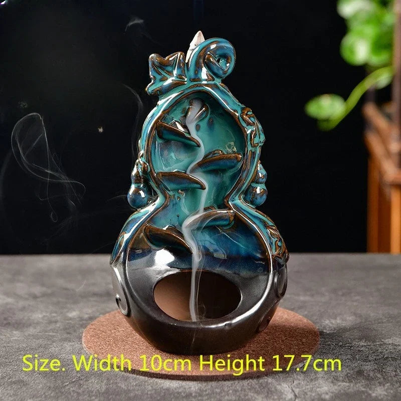 Mountain River Handicraft Waterfall Ceramic Backflow Waterfall Smoke Incense Burner Home Decor Best Christmas Gift