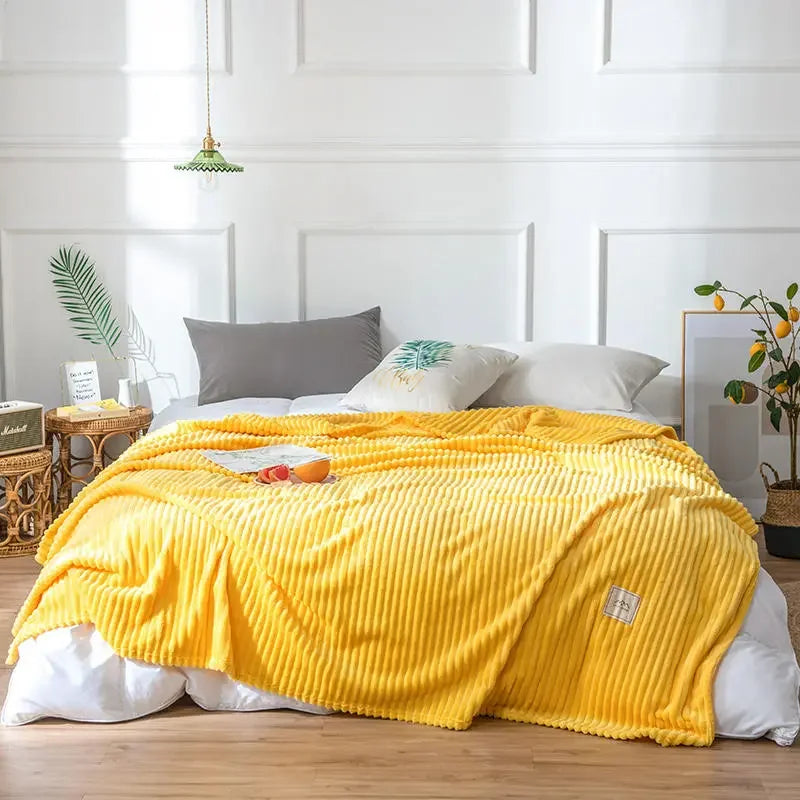 Yellow Heated Portable Fleece  Blanket