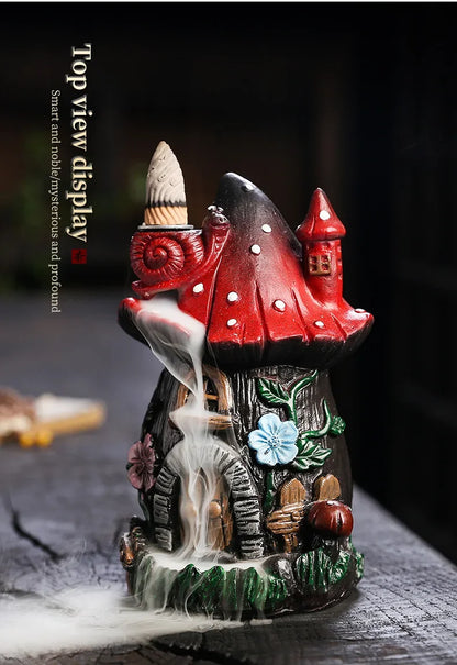 Mushroom House Resin Handicraft Home Ornaments Backflow Incense Burner