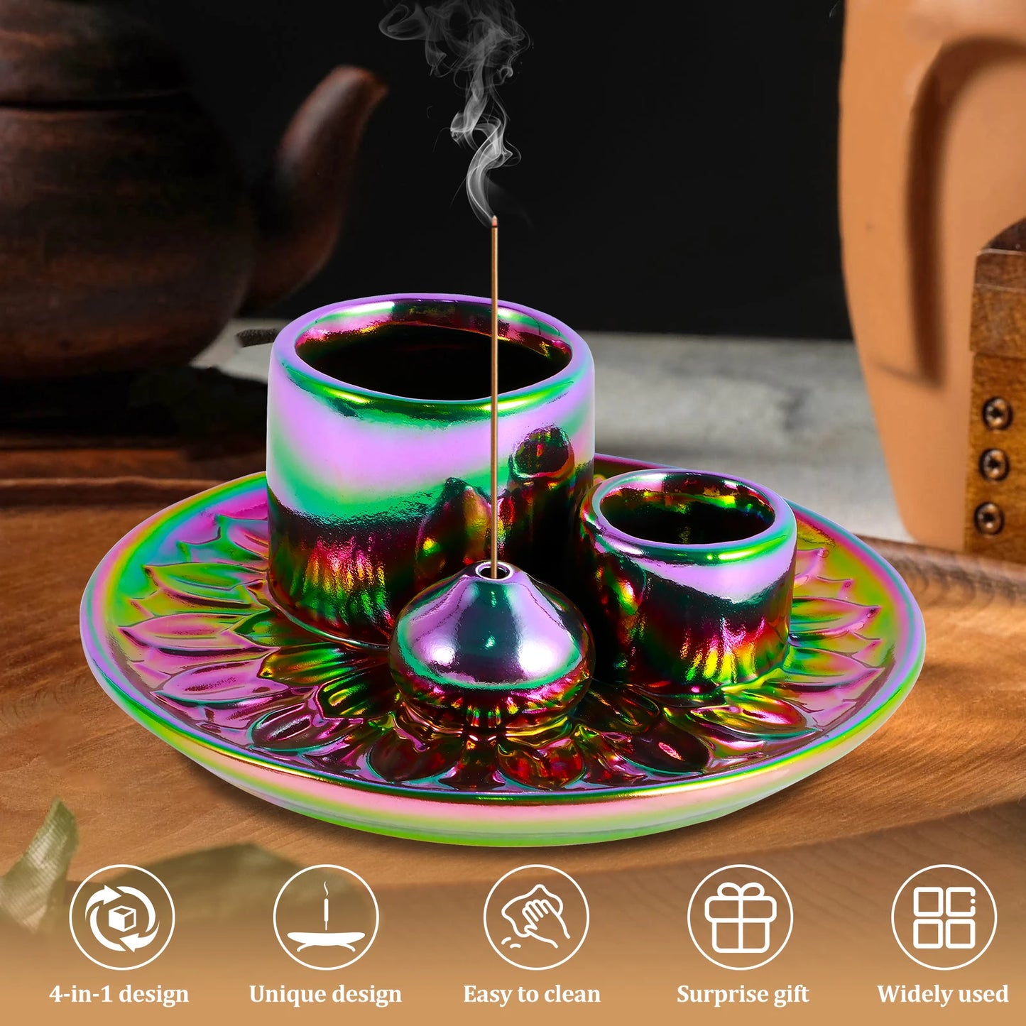 Palo Santo Sticks Holder Ceramic Palo Santo Burner Multi-Purpose Incense Burner Candle Holder Elegant Incense Burner Holder