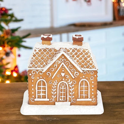 Handmade Gingerbread House Incense Burner Resin Craft Christmas Chimney Log Cabin Incense Burner for Table Centerpiece Decor