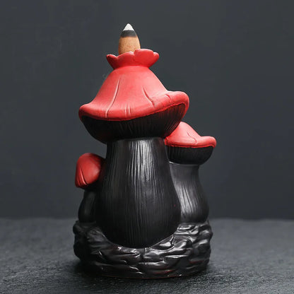 3-Mushroom  LargeCeramic Backflow Incense Burner