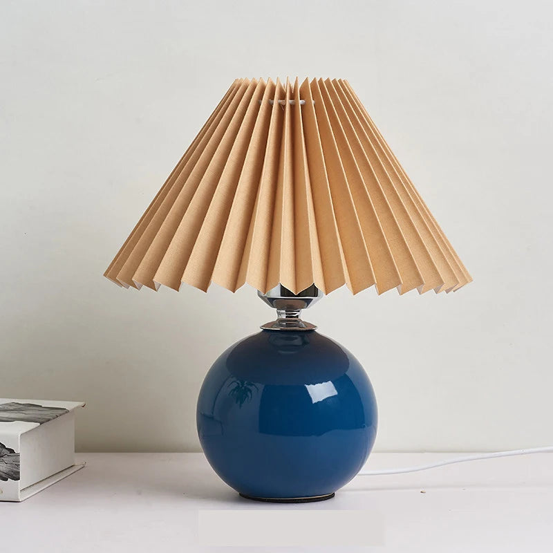 Modern Blue Vintage Pleated Table Lamp