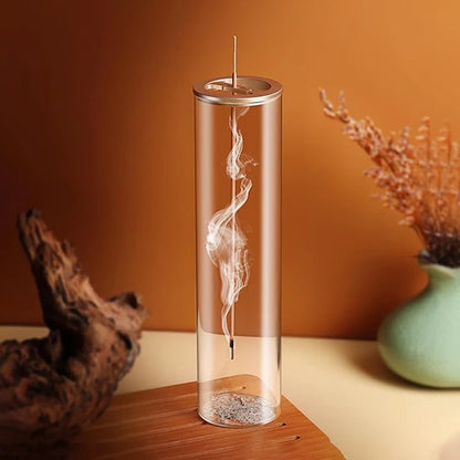 Modern Glass Incense Burner Anti-Ash Flying Incense Holder with Removable Glass Ash Catcher for Home Decor Yoga Meditation