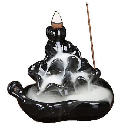 Fountain Buddha part Waterfall Creative Holder Mini Backflow Teahouse Burner Cones Censer Ceramic Home Decor Office Incense