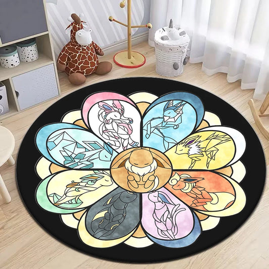 Pokemon Cartoon HD Printed Round Carpet Dropshipping Rug for Living Room Area Rug Large Pet Mat Soft Circle Rugs Room Carpet