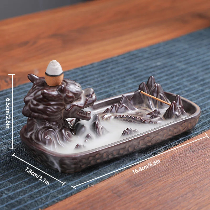 Creative Ceramic Purple Sand Incense Burner Zen Buddhist Hand Backflow Censer Lotus Dragon Shape Incense Stove Home Decorations