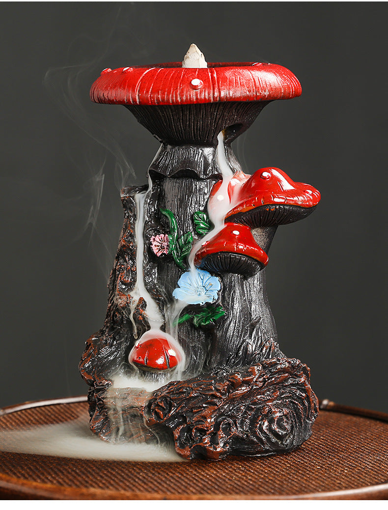 Flower Mushroom Resin Waterfall Backflow Incense Burner