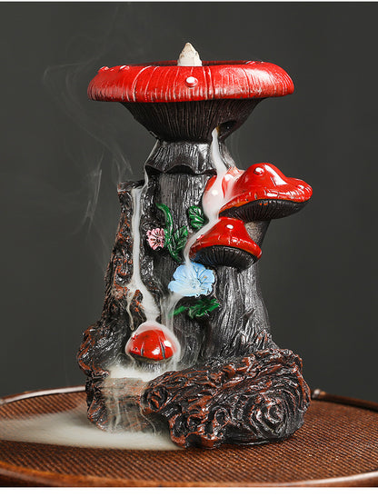 Flower Mushroom Resin Waterfall Backflow Incense Burner