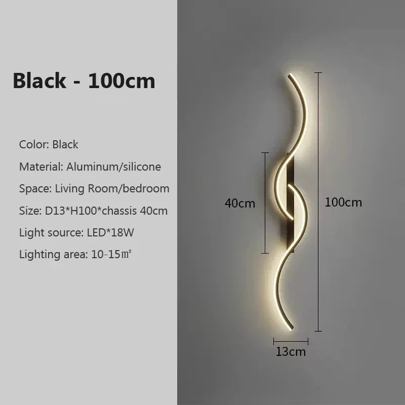 Black Wave Wall Lamp