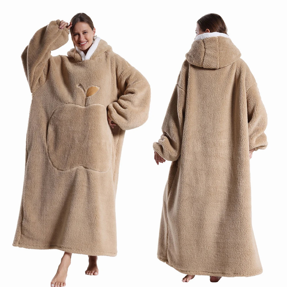 Extra Long Apple Warm Wearable Blanket (55" / 140cm)