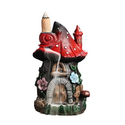 Mushroom House Resin Handicraft Home Ornaments Backflow Incense Burner