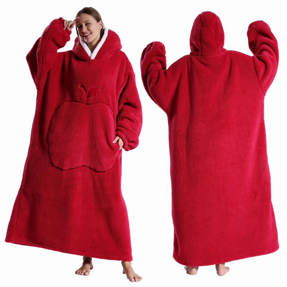 Extra Long Apple Warm Wearable Blanket (55" / 140cm)