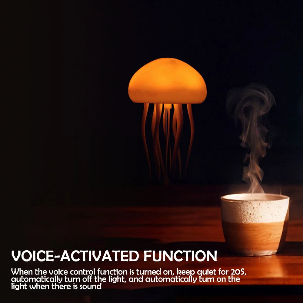 RGB Cartoon Jellyfish Night Lights Voice Control Jellyfish LED Bedside Lamp USB Gradient Colorful Kid Bedroom Ambient Night Lamp