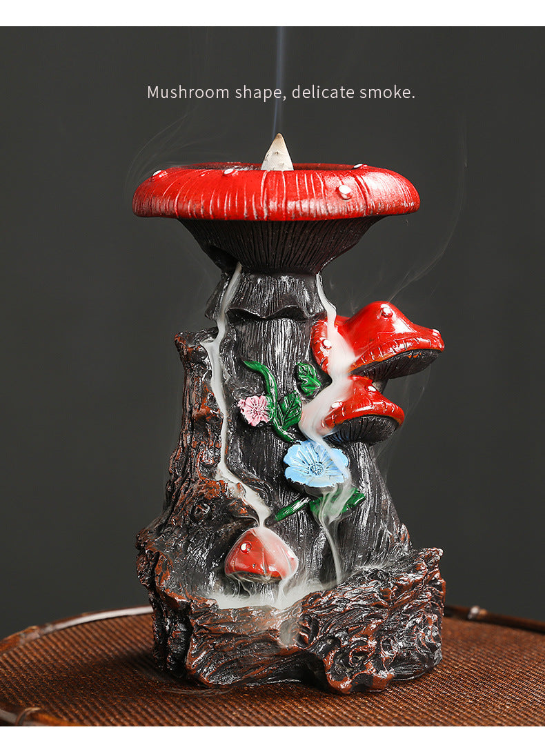 Flower Mushroom Resin Waterfall Backflow Incense Burner