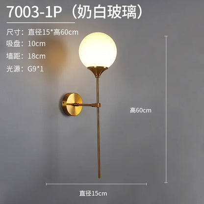 Modern Led Wall Lamp Glass Ball Gold Sconce Lighting Indoor Nordic Living Bedroom Kitchen Fixture Bedside Light Decor Luminaire