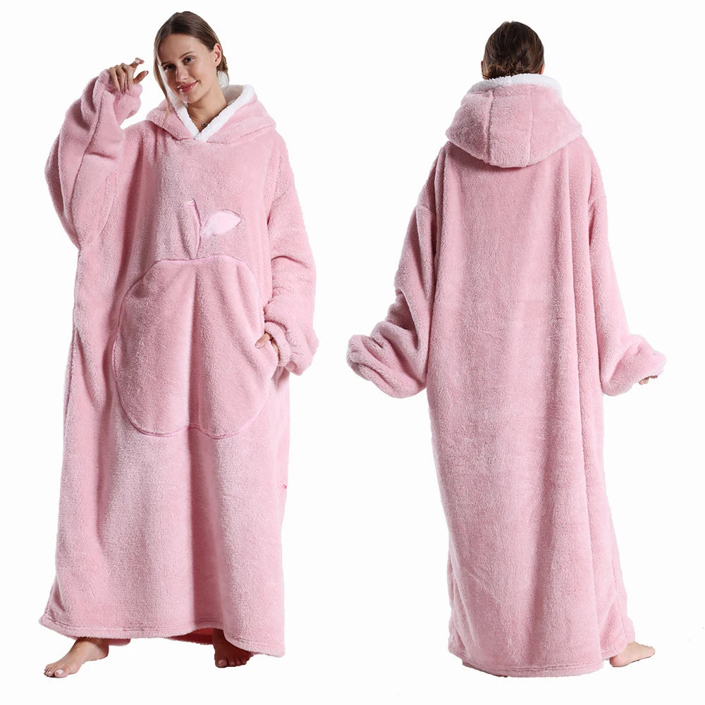 Extra Long Apple Warm Wearable Blanket (55" / 140cm)