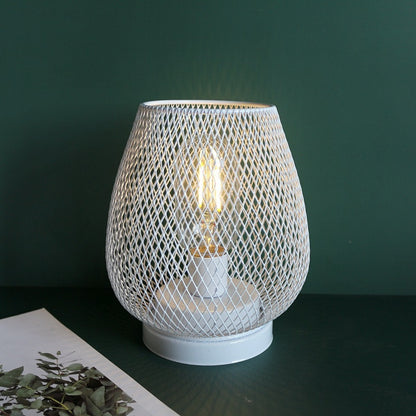 Retro Iron Art Hollow Birdcage Table Lamp