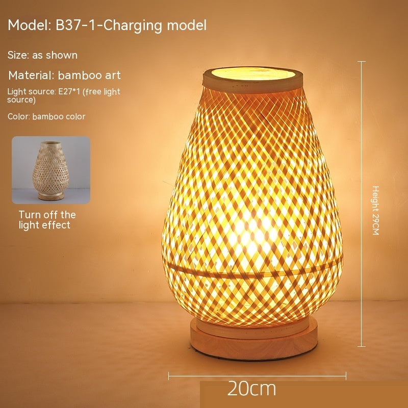 Japanese Retro Bamboo Bedside Lamp