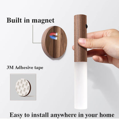 Magnetic Wood Wireless Motion Detection Night Light