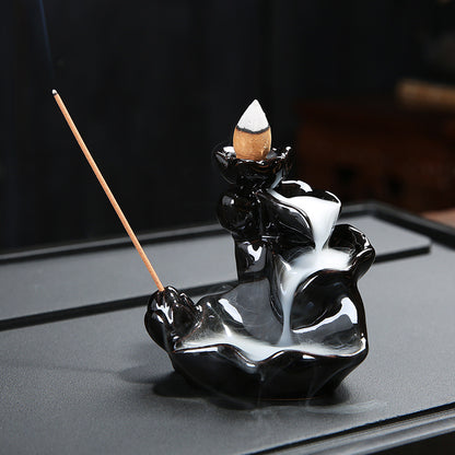 Backflow Incense Holder Black Handmade Ceramics