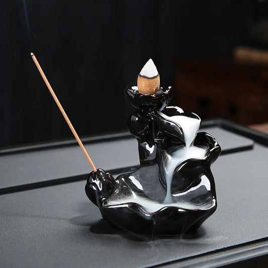 Backflow Incense Holder Black Handmade Ceramics