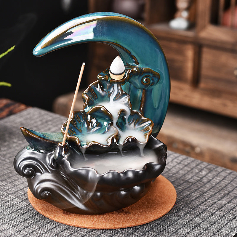 The Moon Backflow Waterfall Incense Burner Holder