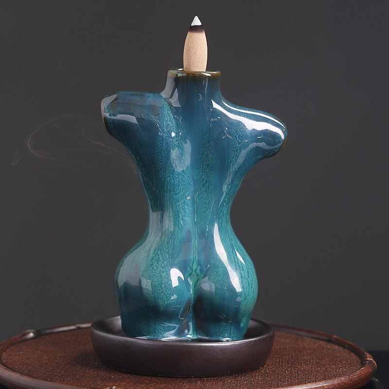 Creative European Female Body Waterfall Ceramic Incense Burner