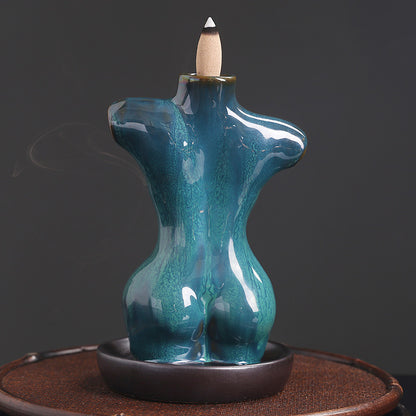 Creative European Female Body Waterfall Ceramic Incense Burner