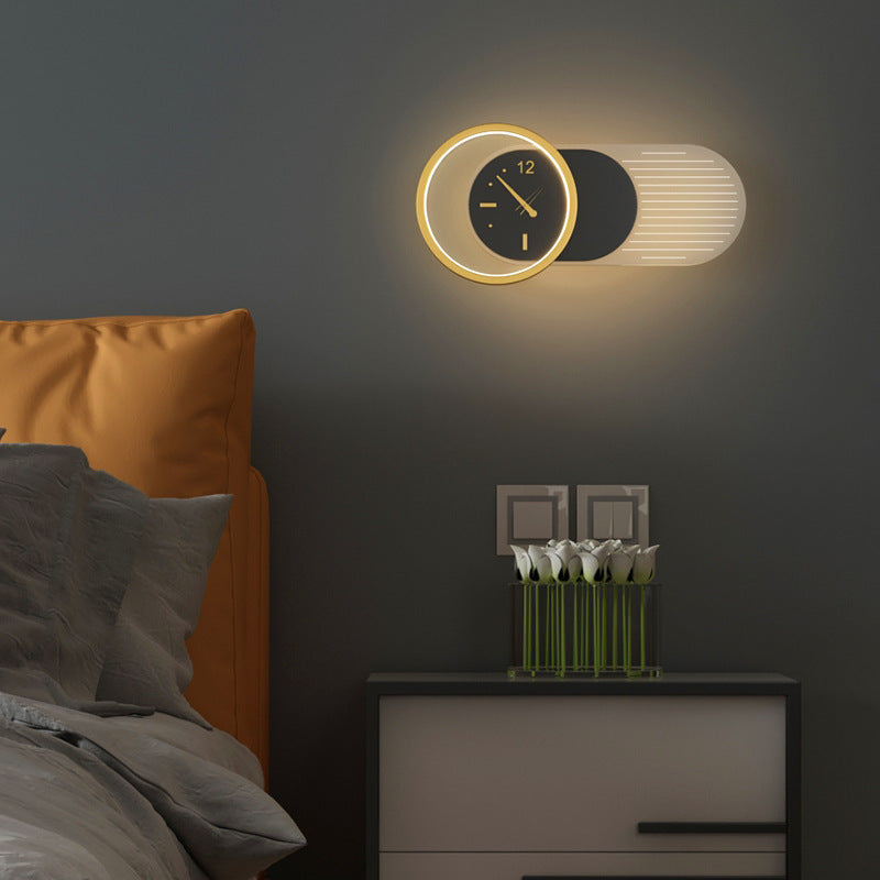 Nordic Minimalist Mute Clock Wall Lamp