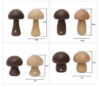 Wooden Cute Mushroom Night Light Table Lamp