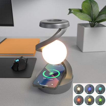 2-in-1 Rotating Moon Lamp with Wireless Charging