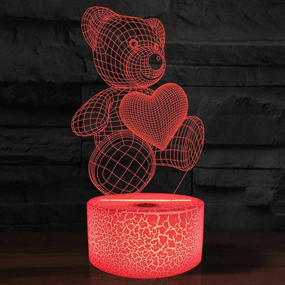 3D Heart Bear USB LED Night Light