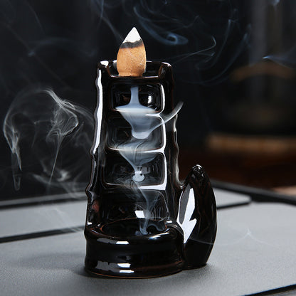 Backflow Incense Holder Black Handmade Ceramics