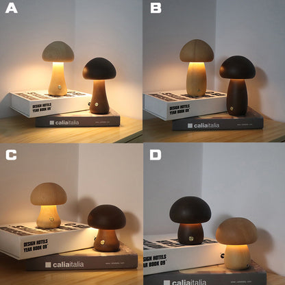 Wooden Cute Mushroom Night Light Table Lamp