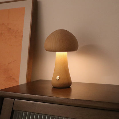 Wooden Cute Mushroom Night Light Table Lamp