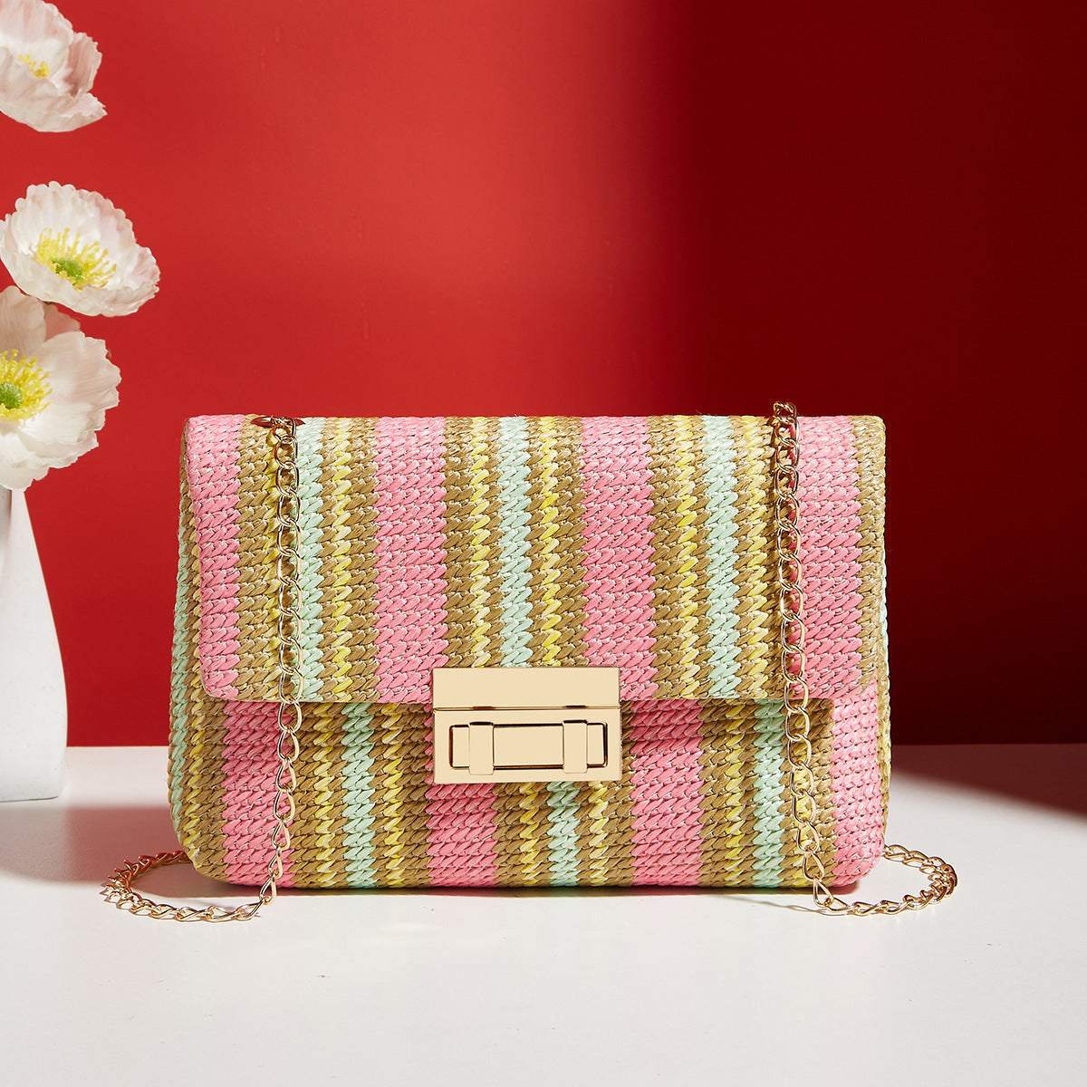 Straw Crossbody Small Square Bag