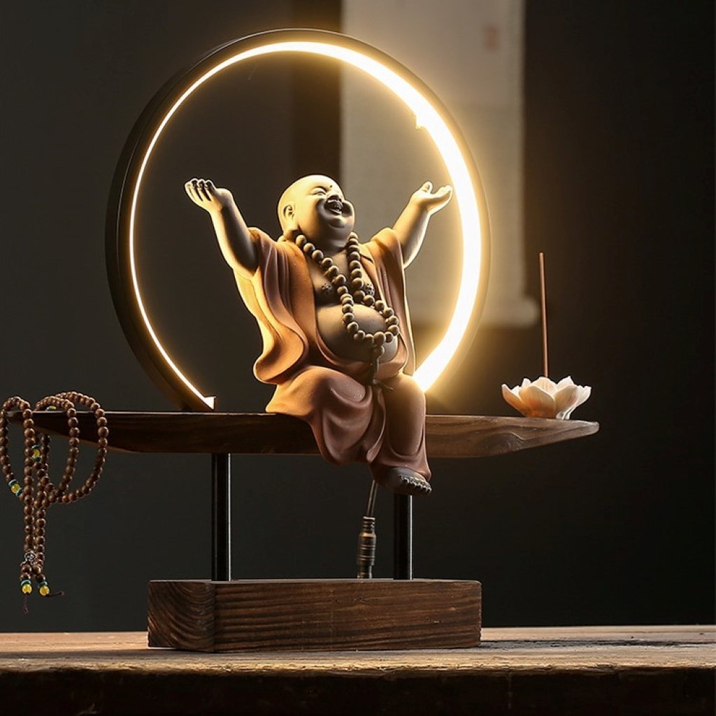 Happy Buddha  LED Incense Burner Table Lamp