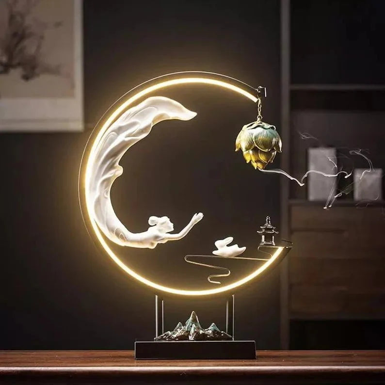 Celestial Lady Flying To The Moon Incense Burner Lamp