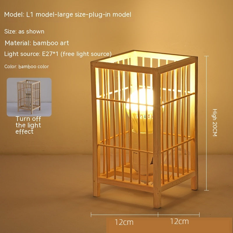 Japanese Retro Bamboo Bedside Lamp