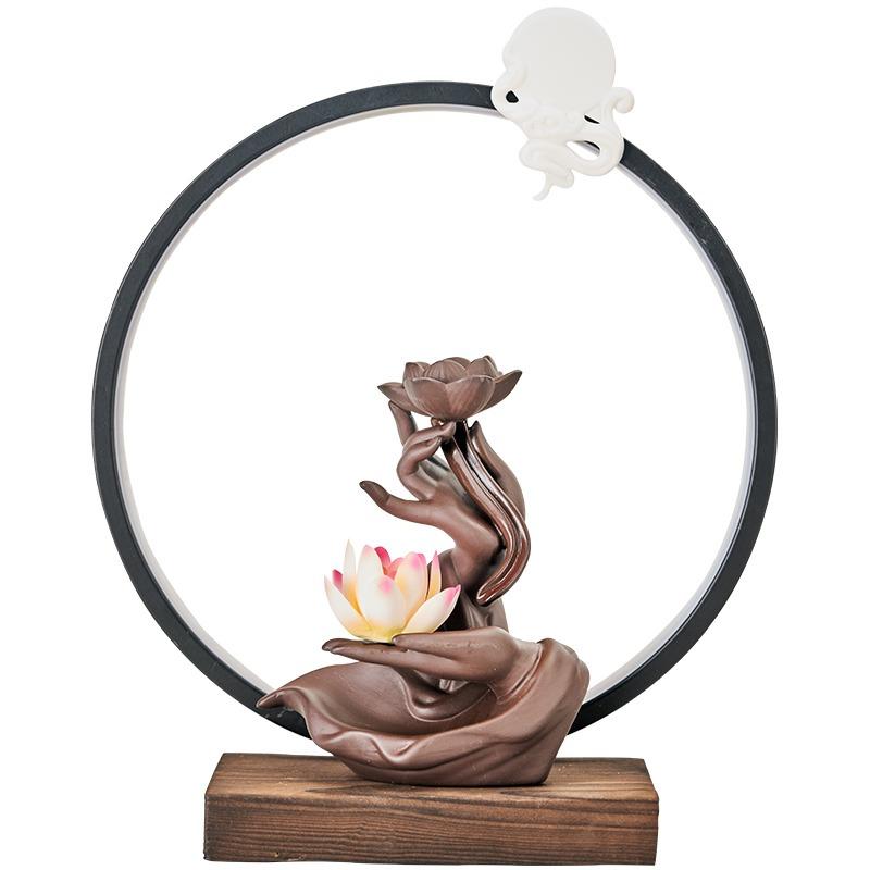 Lotus In Hand Incense Burner Table Lamp