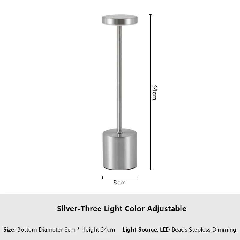 Classic Metal Touch Sensor LED Table Lamp – Rechargeable