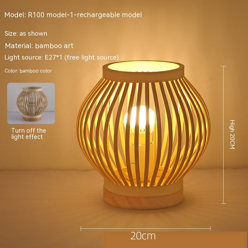 Japanese Retro Bamboo Bedside Lamp