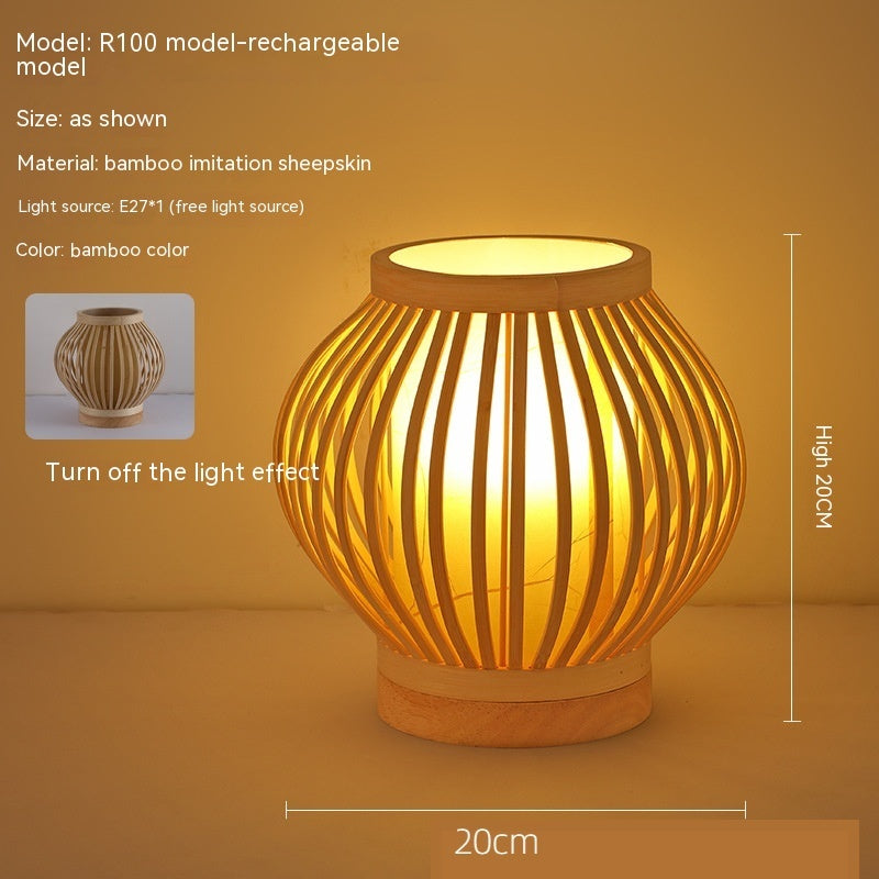 Japanese Retro Bamboo Bedside Lamp